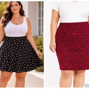 Bundle 3 for $24 Lularoe Azure Print Skirt 3XL Lot of 2 Flouncy Knit Skirt-